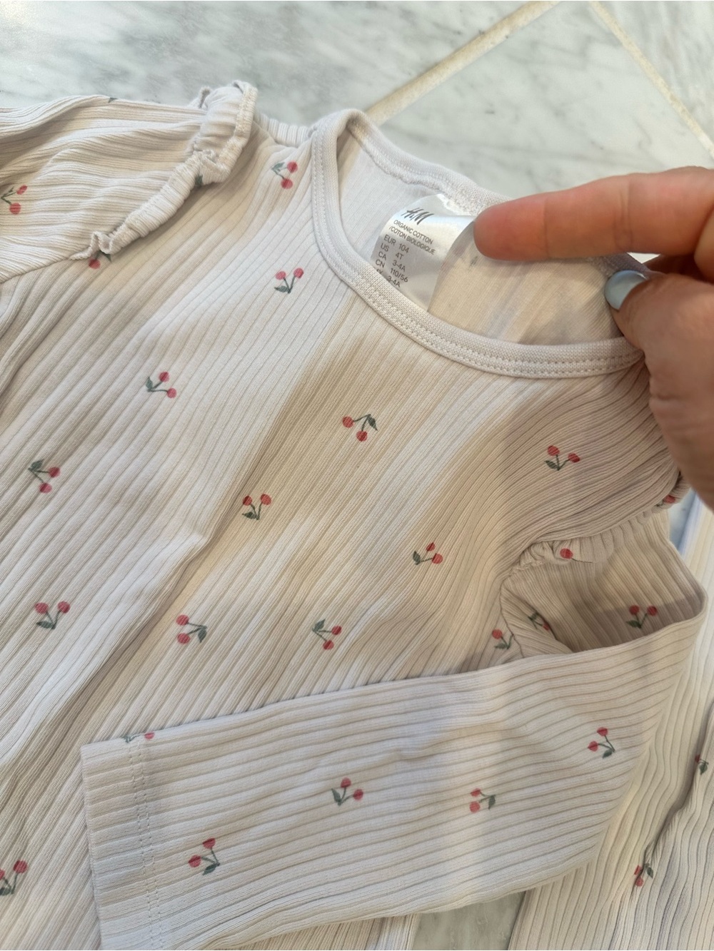 H&M Cream Ribbed Cherry-Print Set - Picture 2 of 3